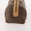 CELINE Macadam Canvas Boston Bag PVC Leather Brown Gold Auth BAZ495-3