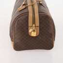 CELINE Macadam Canvas Boston Bag PVC Leather Brown Gold Auth BAZ495-4