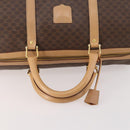 CELINE Macadam Canvas Boston Bag PVC Leather Brown Gold Auth BAZ495-7
