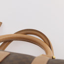 CELINE Macadam Canvas Boston Bag PVC Leather Brown Gold Auth BAZ495-8