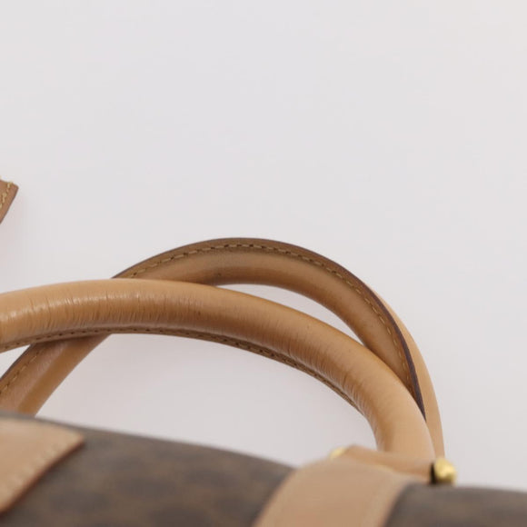 CELINE Macadam Canvas Boston Bag PVC Leather Brown Gold Auth BAZ495