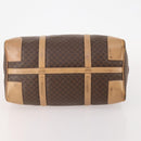 CELINE Macadam Canvas Boston Bag PVC Leather Brown Gold Auth BAZ495-5