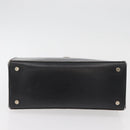 CELINE Hand Bag Leather Black Gold Auth BAZ496-5