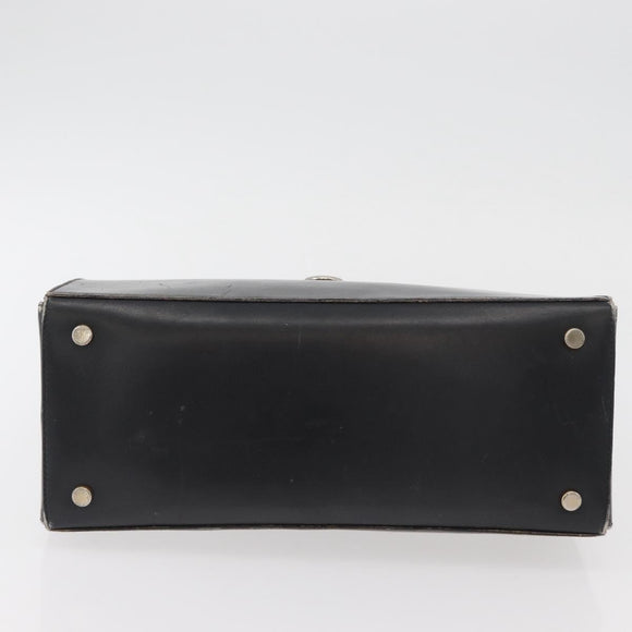 CELINE Hand Bag Leather Black Gold Auth BAZ496