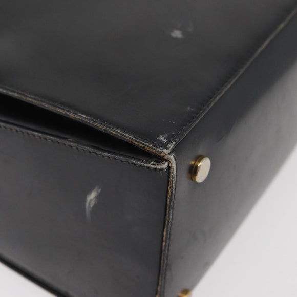 CELINE Hand Bag Leather Black Gold Auth BAZ496