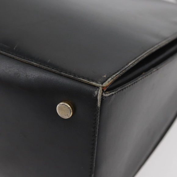 CELINE Hand Bag Leather Black Gold Auth BAZ496