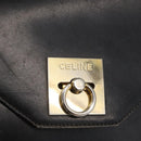 CELINE Hand Bag Leather Black Gold Auth BAZ496-18