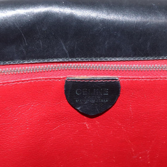 CELINE Hand Bag Leather Black Gold Auth BAZ496