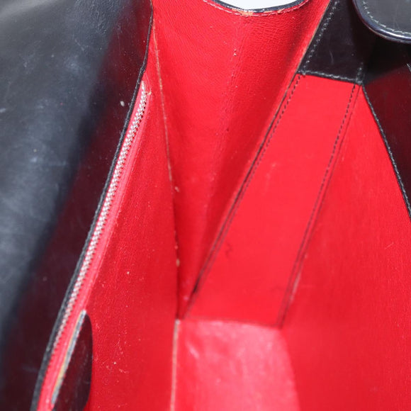CELINE Hand Bag Leather Black Gold Auth BAZ496