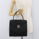 CELINE Hand Bag Leather Black Gold Auth BAZ496-28