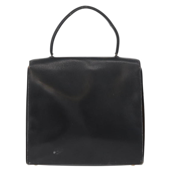 CELINE Hand Bag Leather Black Gold Auth BAZ496