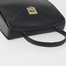 CELINE Hand Bag Leather Black Gold Auth BAZ496-6
