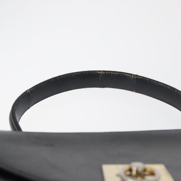 CELINE Hand Bag Leather Black Gold Auth BAZ496