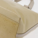 Salvatore Ferragamo Gancini Hand Bag Patent leather Beige Silver Auth BAZ498-16