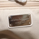 Salvatore Ferragamo Gancini Hand Bag Patent leather Beige Silver Auth BAZ498-17