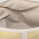 Salvatore Ferragamo Gancini Hand Bag Patent leather Beige Silver Auth BAZ498-18