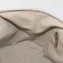 Salvatore Ferragamo Gancini Hand Bag Patent leather Beige Silver Auth BAZ498-19