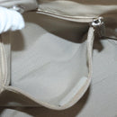 Salvatore Ferragamo Gancini Hand Bag Patent leather Beige Silver Auth BAZ498-21