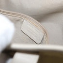 Salvatore Ferragamo Gancini Hand Bag Patent leather Beige Silver Auth BAZ498-12