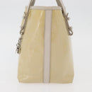 Salvatore Ferragamo Gancini Hand Bag Patent leather Beige Silver Auth BAZ498-3