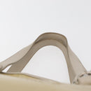 Salvatore Ferragamo Gancini Hand Bag Patent leather Beige Silver Auth BAZ498-8