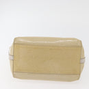 Salvatore Ferragamo Gancini Hand Bag Patent leather Beige Silver Auth BAZ498-5
