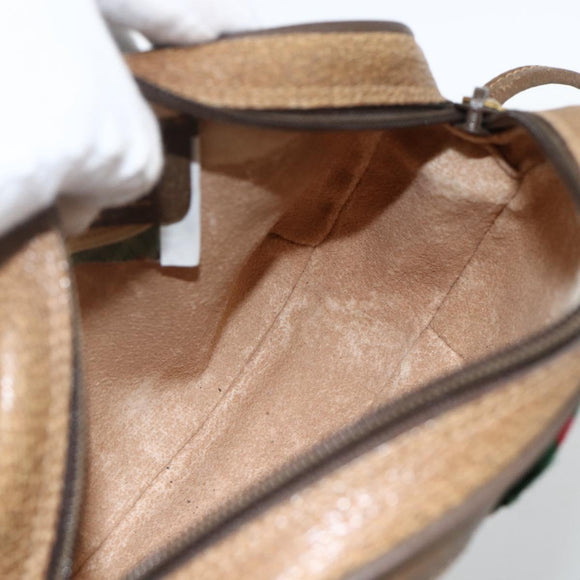 GUCCI GG Supreme Web Sherry Line Bag PVC Beige Gold 89 02 066 Auth BAZ503