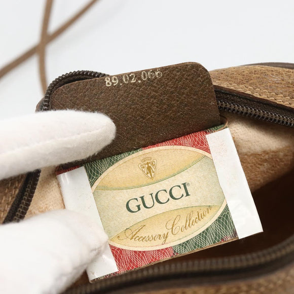GUCCI GG Supreme Web Sherry Line Bag PVC Beige Gold 89 02 066 Auth BAZ503
