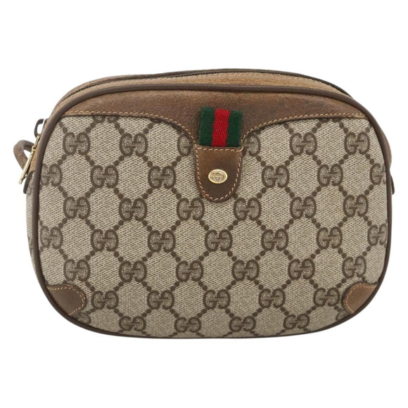GUCCI GG Supreme Web Sherry Line Bag PVC Beige Gold 89 02 066 Auth BAZ503