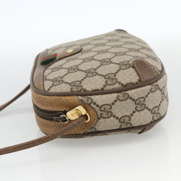 GUCCI GG Supreme Web Sherry Line Bag PVC Beige Gold 89 02 066 Auth BAZ503