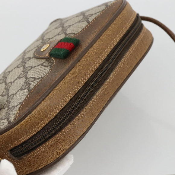GUCCI GG Supreme Web Sherry Line Bag PVC Beige Gold 89 02 066 Auth BAZ503