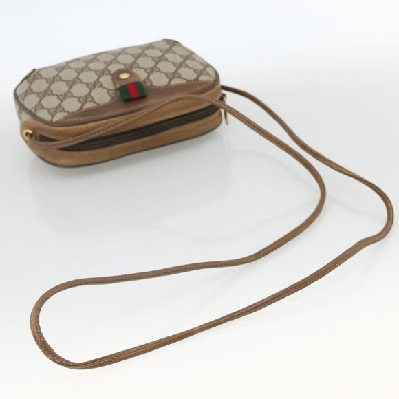 GUCCI GG Supreme Web Sherry Line Bag PVC Beige Gold 89 02 066 Auth BAZ503