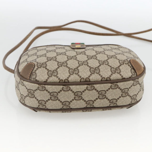 GUCCI GG Supreme Web Sherry Line Bag PVC Beige Gold 89 02 066 Auth BAZ503