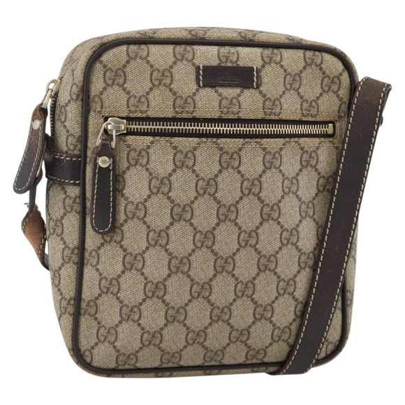 GUCCI GG Supreme Shoulder Bag PVC Beige Gold 233268 Auth BAZ504