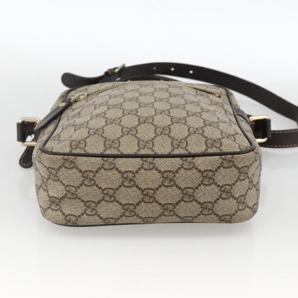 GUCCI GG Supreme Shoulder Bag PVC Beige Gold 233268 Auth BAZ504