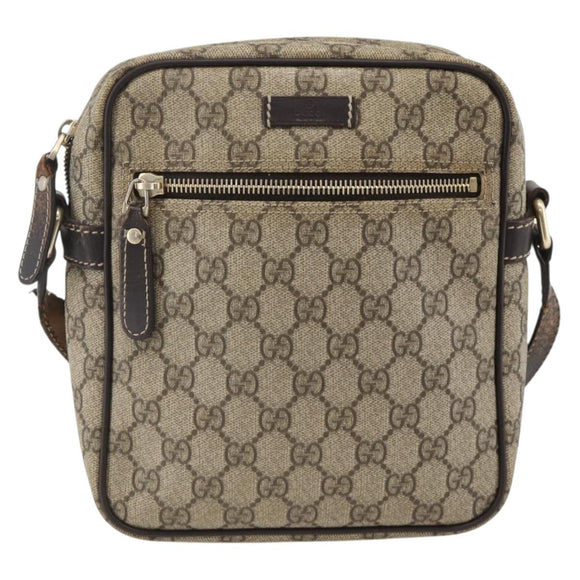 GUCCI GG Supreme Shoulder Bag PVC Beige Gold 233268 Auth BAZ504