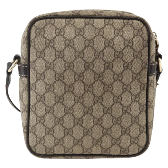 GUCCI GG Supreme Shoulder Bag PVC Beige Gold 233268 Auth BAZ504
