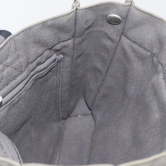 HERMES Fourre Tout PM Hand Bag Canvas Gray Silver Auth BAZ508