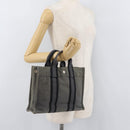 HERMES Fourre Tout PM Hand Bag Canvas Gray Silver Auth BAZ508-22