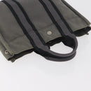 HERMES Fourre Tout PM Hand Bag Canvas Gray Silver Auth BAZ508-6