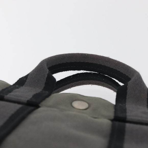 HERMES Fourre Tout PM Hand Bag Canvas Gray Silver Auth BAZ508