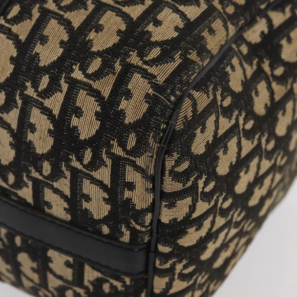 Christian Dior Trotter Canvas Boston Bag Black Silver Auth BAZ516