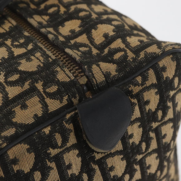 Christian Dior Trotter Canvas Boston Bag Black Silver Auth BAZ516