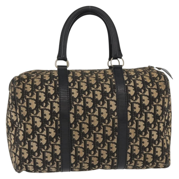 Christian Dior Trotter Canvas Boston Bag Black Silver Auth BAZ516