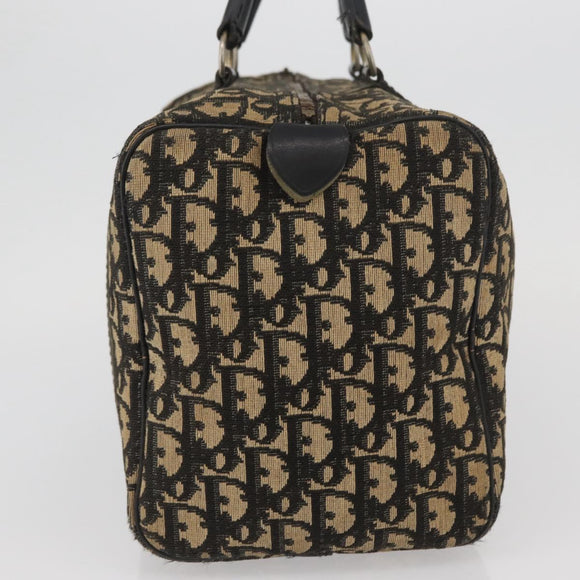 Christian Dior Trotter Canvas Boston Bag Black Silver Auth BAZ516