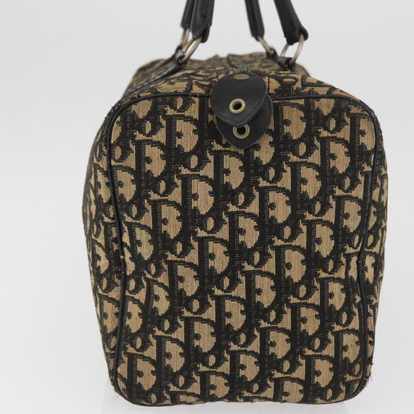 Christian Dior Trotter Canvas Boston Bag Black Silver Auth BAZ516