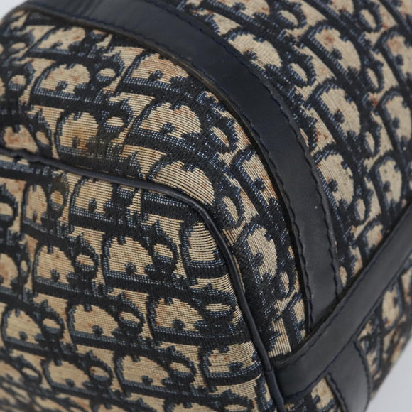 Christian Dior Trotter Canvas Boston Bag Navy Silver Auth BAZ517