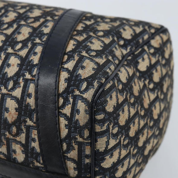 Christian Dior Trotter Canvas Boston Bag Navy Silver Auth BAZ517