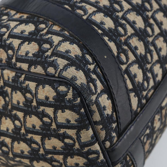 Christian Dior Trotter Canvas Boston Bag Navy Silver Auth BAZ517