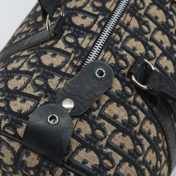 Christian Dior Trotter Canvas Boston Bag Navy Silver Auth BAZ517